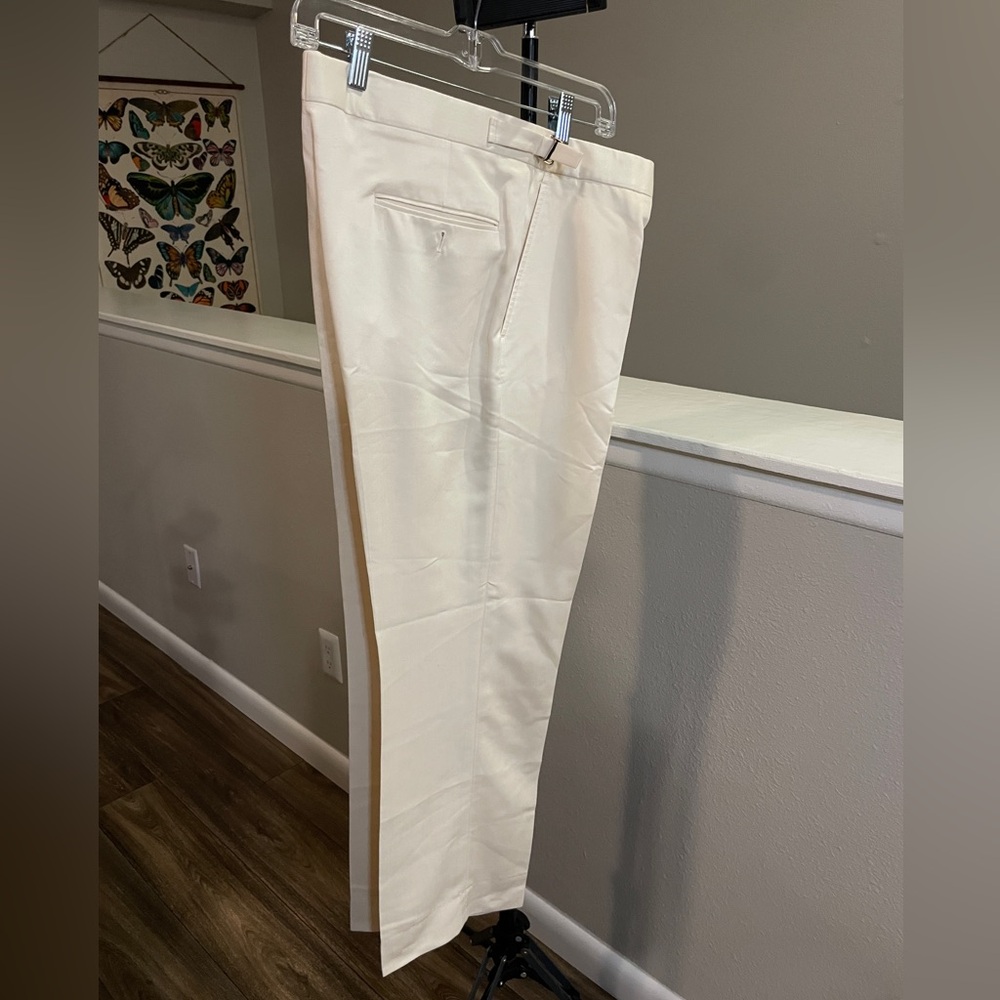 Ralph Lauren Purple Label 100% Silk Gurkha Trousers | Cream Ivory Pants Size 36